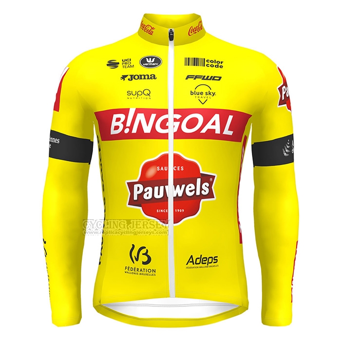 2022 Cycling Jersey Bingoal WB Yellow Long Sleeve and Bib Short